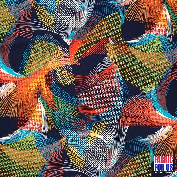 Spiral Fan Multi-Color Stretch Poly-Spandex Print Fabric 58" Wide - Picture 1 of 3